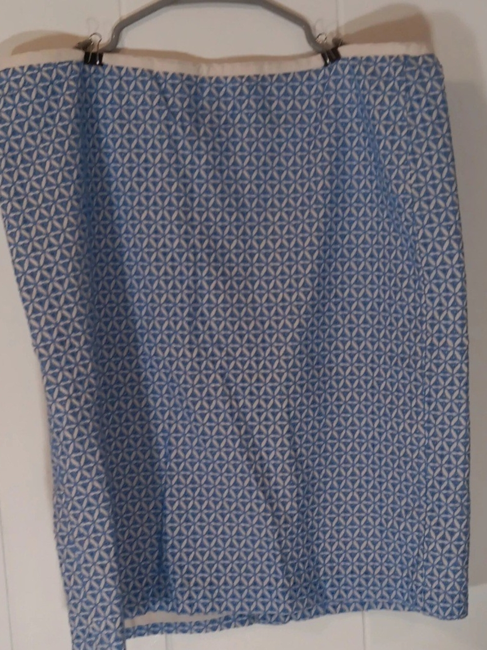 Talbots Blue Geometric Pencil Skirt